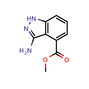 Chemical structure of Methyl 3-amino-1H-indazole-4-carboxylate , CAS 1167056-94-1, AChemBlock AD239414
