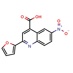 Chemical structure of 2-(Furan-2-yl)-6-nitroquinoline-4-carboxylic acid , CAS 116761-62-7, AChemBlock AD239415