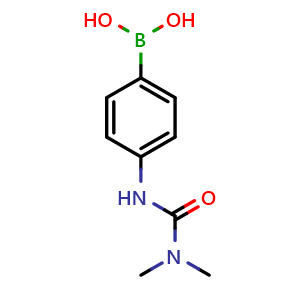 Chemical structure of {4-[(dimethylcarbamoyl)amino]phenyl}boronic acid , CAS 1182344-40-6, AChemBlock AD239439