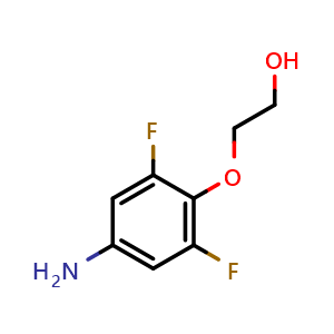 Chemical structure of 2-(4-amino-2,6-difluorophenoxy)ethan-1-ol , CAS 1184531-75-6, AChemBlock AD239443