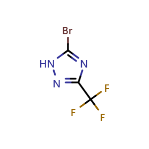 Chemical structure of 5-bromo-3-(trifluoromethyl)-1H-1,2,4-triazole , CAS 1185320-36-8, AChemBlock AD239445