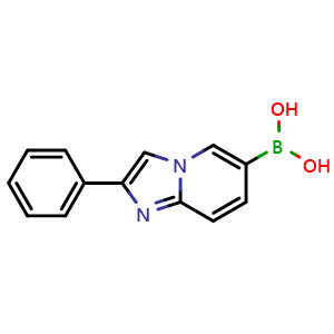 Chemical structure of 2-Phenylimidazo[1,2-a]pyridin-6-ylboronic acid , CAS 1187822-25-8, AChemBlock AD239451