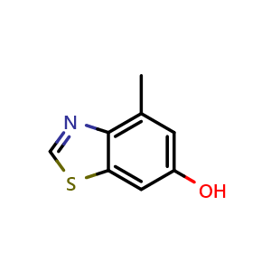 Chemical structure of 4-methyl-1,3-benzothiazol-6-ol , CAS 1190317-27-1, AChemBlock AD239468