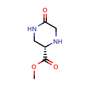 Chemical structure of methyl (2S)-5-oxopiperazine-2-carboxylate , CAS 1191885-41-2, AChemBlock AD239473