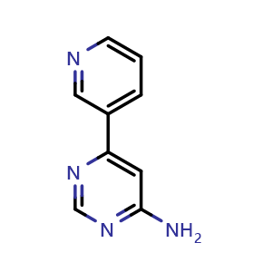 Chemical structure of 6-(Pyridin-3-yl)pyrimidin-4-amine , CAS 1192814-34-8, AChemBlock AD239475