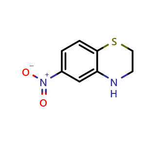 Chemical structure of 6-Nitro-3,4-dihydro-2H-benzo[b][1,4]thiazine , CAS 1193387-98-2, AChemBlock AD239479