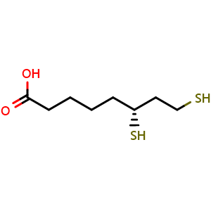 Chemical structure of (R)-6,8-dimercaptooctanoic acid , CAS 119365-69-4, AChemBlock AD239481
