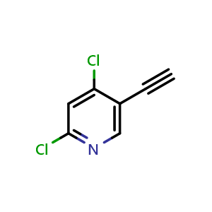 Chemical structure of 2,4-Dichloro-5-ethynylpyridine , CAS 1196146-42-5, AChemBlock AD239486