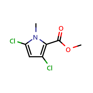 Chemical structure of methyl 3,5-dichloro-1-methyl-1H-pyrrole-2-carboxylate , CAS 1198-07-8, AChemBlock AD239497