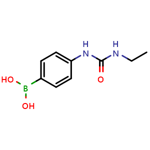 Chemical structure of {4-[(Ethylcarbamoyl)amino]phenyl}boronic acid , CAS 1201597-61-6, AChemBlock AD239507