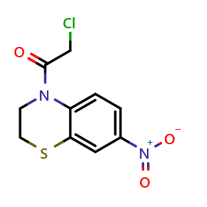 Chemical structure of 2-Chloro-1-(7-nitro-2,3-dihydro-4H-benzo[b][1,4]thiazin-4-yl)ethan-1-one , CAS 1202773-08-7, AChemBlock AD239512