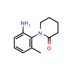 Chemical structure of 1-(2-Amino-6-methylphenyl)piperidin-2-one , CAS 1211496-23-9, AChemBlock AD239536