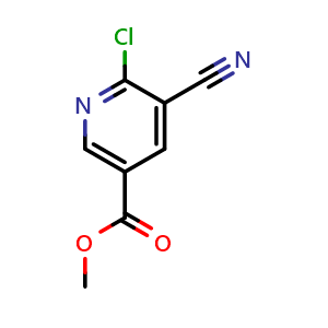 Chemical structure of Methyl 6-chloro-5-cyanonicotinate , CAS 1211520-03-4, AChemBlock AD239537