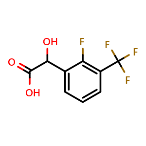Chemical structure of 2-(2-fluoro-3-(trifluoromethyl)phenyl)-2-hydroxyacetic acid , CAS 1214323-18-8, AChemBlock AD239549