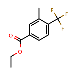 Chemical structure of ethyl 3-methyl-4-(trifluoromethyl)benzoate , CAS 1214387-66-2, AChemBlock AD239557