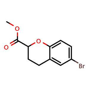 Chemical structure of Methyl 6-bromo-3,4-dihydro-2H-1-benzopyran-2-carboxylate , CAS 1216183-10-6, AChemBlock AD239564