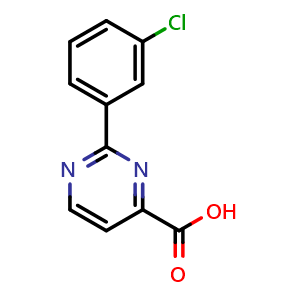 Chemical structure of 2-(3-chlorophenyl)pyrimidine-4-carboxylic acid , CAS 1216604-60-2, AChemBlock AD239565