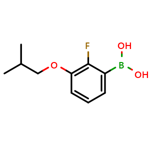 Chemical structure of (2-Fluoro-3-isobutoxy-phenyl)boronic acid , CAS 1217500-66-7, AChemBlock AD239567