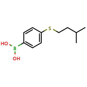 Chemical structure of (4-Isopentylsulfanylphenyl)boronic acid , CAS 1217500-91-8, AChemBlock AD239568