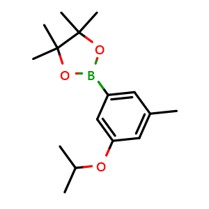 Chemical structure of 2-(3-isopropoxy-5-methyl-phenyl)-4,4,5,5-tetramethyl-1,3,2-dioxaborolane , CAS 1218789-75-3, AChemBlock AD239589