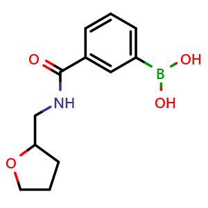 Chemical structure of (3-{[(oxolan-2-yl)methyl]carbamoyl}phenyl)boronic acid , CAS 1218790-83-0, AChemBlock AD239596