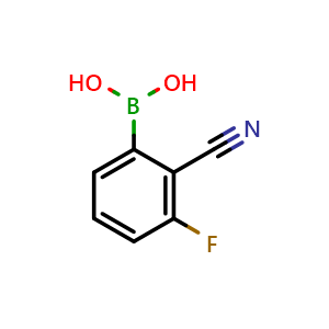 Chemical structure of (2-Cyano-3-fluorophenyl)boronic acid , CAS 1218993-03-3, AChemBlock AD239603