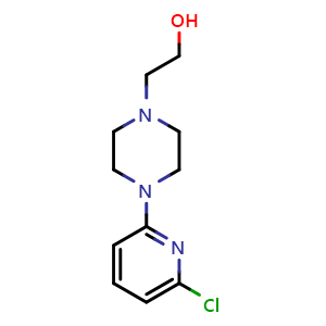 Chemical structure of 2-[4-(6-chloropyridin-2-yl)piperazin-1-yl]ethan-1-ol , CAS 1220038-84-5, AChemBlock AD239610