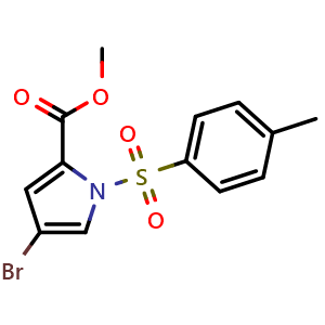 Chemical structure of methyl 4-bromo-1-(4-methylbenzenesulfonyl)-1H-pyrrole-2-carboxylate , CAS 1221420-57-0, AChemBlock AD239615