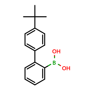 Chemical structure of {4'-tert-Butyl-[1,1'-biphenyl]-2-yl}boronic acid , CAS 1228458-46-5, AChemBlock AD239643