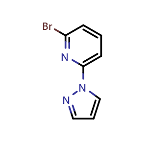 Chemical structure of 2-bromo-6-(1H-pyrazol-1-yl)pyridine , CAS 123640-41-5, AChemBlock AD239664