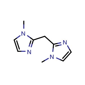 Chemical structure of 1-methyl-2-[(1-methyl-1H-imidazol-2-yl)methyl]-1H-imidazole , CAS 124225-99-6, AChemBlock AD239675