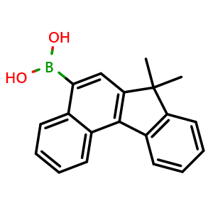 Chemical structure of {7,7-dimethyl-7H-benzo[c]fluoren-5-yl}boronic acid , CAS 1246940-13-5, AChemBlock AD239688
