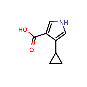 Chemical structure of 4-cyclopropyl-1H-pyrrole-3-carboxylic acid , CAS 1247103-26-9, AChemBlock AD239689