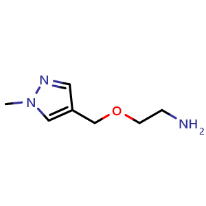 Chemical structure of 2-[(1-Methyl-1H-pyrazol-4-yl)methoxy]ethanamine , CAS 1247236-76-5, AChemBlock AD239692