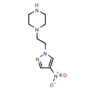 Chemical structure of 1-[2-(4-nitro-1H-pyrazol-1-yl)ethyl]piperazine , CAS 1248142-10-0, AChemBlock AD239697