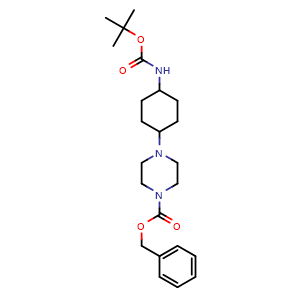 Chemical structure of Benzyl 4-(4-((tert-butoxycarbonyl)amino)cyclohexyl)piperazine-1-carboxylate , CAS 1248730-88-2, AChemBlock AD239700