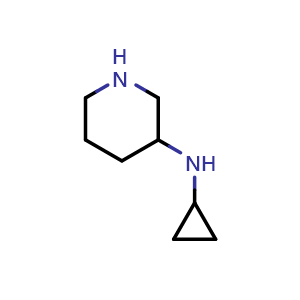 Chemical structure of N-Cyclopropylpiperidin-3-amine , CAS 1251083-96-1, AChemBlock AD239707