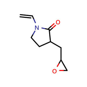 Chemical structure of 3-(Oxiran-2-ylmethyl)-1-vinylpyrrolidin-2-one , CAS 1254561-29-9, AChemBlock AD239712