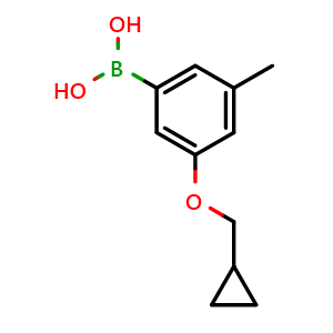 Chemical structure of (3-(cyclopropylmethoxy)-5-methylphenyl)boronic acid , CAS 1256345-78-4, AChemBlock AD239719