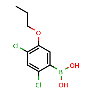 Chemical structure of (2,4-dichloro-5-propoxyphenyl)boronic acid , CAS 1256346-45-8, AChemBlock AD239721