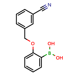 Chemical structure of [2-[(3-cyanophenyl)methoxy]phenyl]boronic acid , CAS 1256355-67-5, AChemBlock AD239727