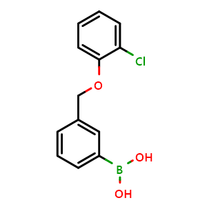 Chemical structure of (3-((2-chlorophenoxy)methyl)phenyl)boronic acid , CAS 1256358-67-4, AChemBlock AD239731