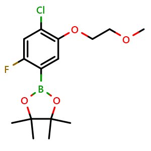 Chemical structure of 2-[4-chloro-2-fluoro-5-(2-methoxyethoxy)phenyl]-4,4,5,5-tetramethyl-1,3,2-dioxaborolane , CAS 1256360-21-0, AChemBlock AD239739