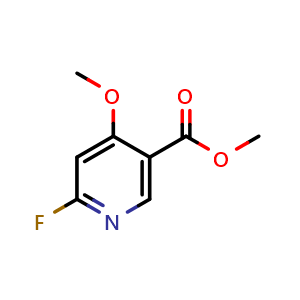Chemical structure of Methyl 6-fluoro-4-methoxynicotinate , CAS 1256787-65-1, AChemBlock AD239751
