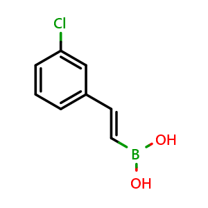 Chemical structure of [(1E)-2-(3-chlorophenyl)ethenyl]boronic acid , CAS 1258237-13-6, AChemBlock AD239760