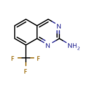 Chemical structure of 8-(Trifluoromethyl)quinazolin-2-amine , CAS 1258652-66-2, AChemBlock AD239764