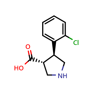 Chemical structure of (3R,4S)-4-(2-chlorophenyl)pyrrolidine-3-carboxylic acid , CAS 1260593-59-6, AChemBlock AD239769