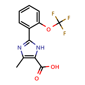 Chemical structure of 5-Methyl-2-(2-trifluoromethoxyphenyl)-3H-imidazole-4-carboxylic acid , CAS 1260740-17-7, AChemBlock AD239772