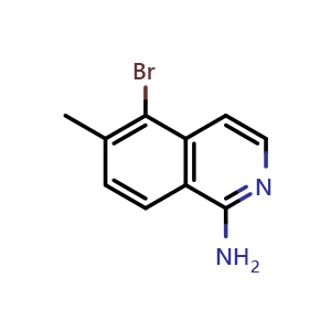Chemical structure of 5-bromo-6-methyl-isoquinolin-1-amine , CAS 1260769-93-4, AChemBlock AD239776