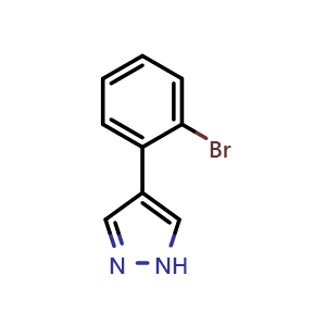 Chemical structure of 4-(2-Bromophenyl)-1h-pyrazole , CAS 1260795-26-3, AChemBlock AD239779